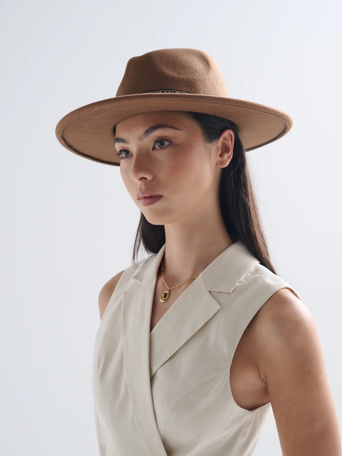 Lia Boho Fedora Felt Hat in Brown