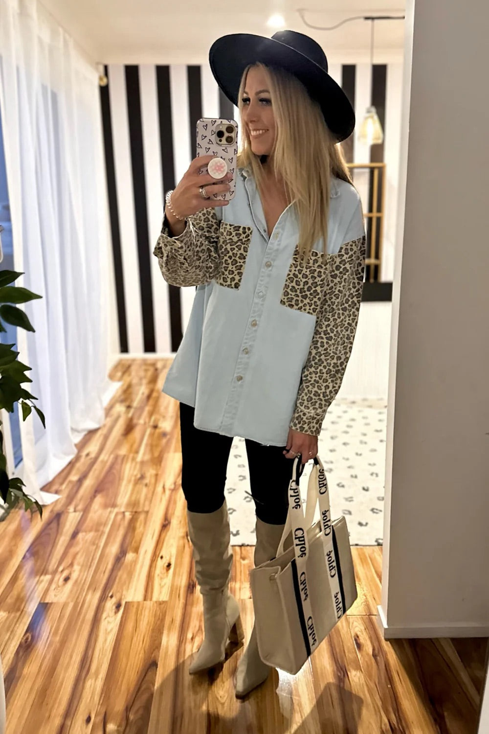 Leopard on Denim Shacket
