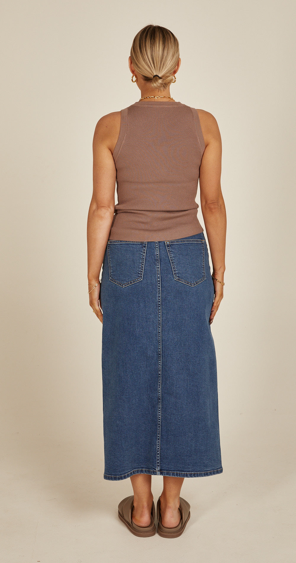 CLAIRE HIGH NECK TANK - COCOA