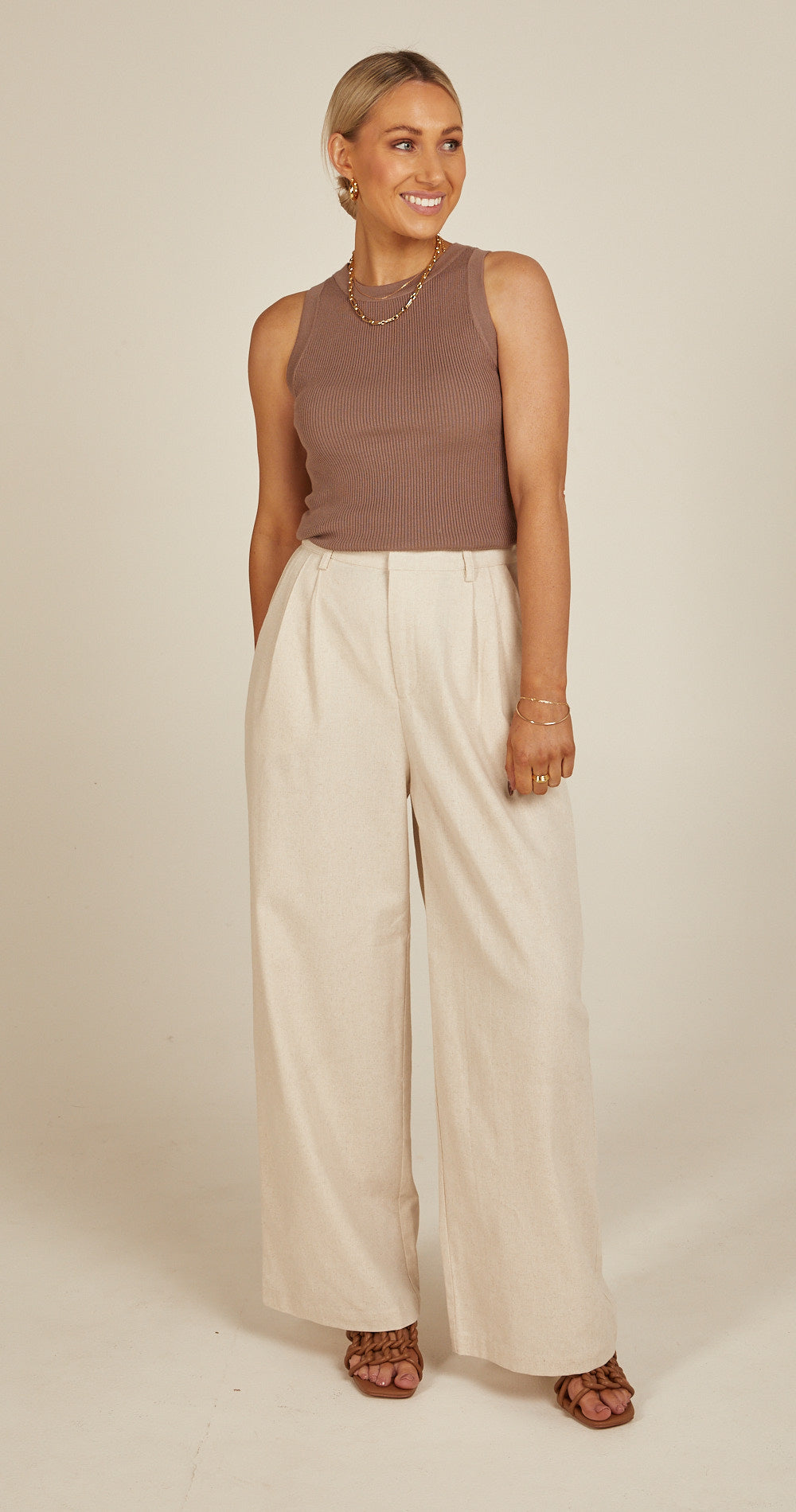 CLAIRE HIGH NECK TANK - COCOA