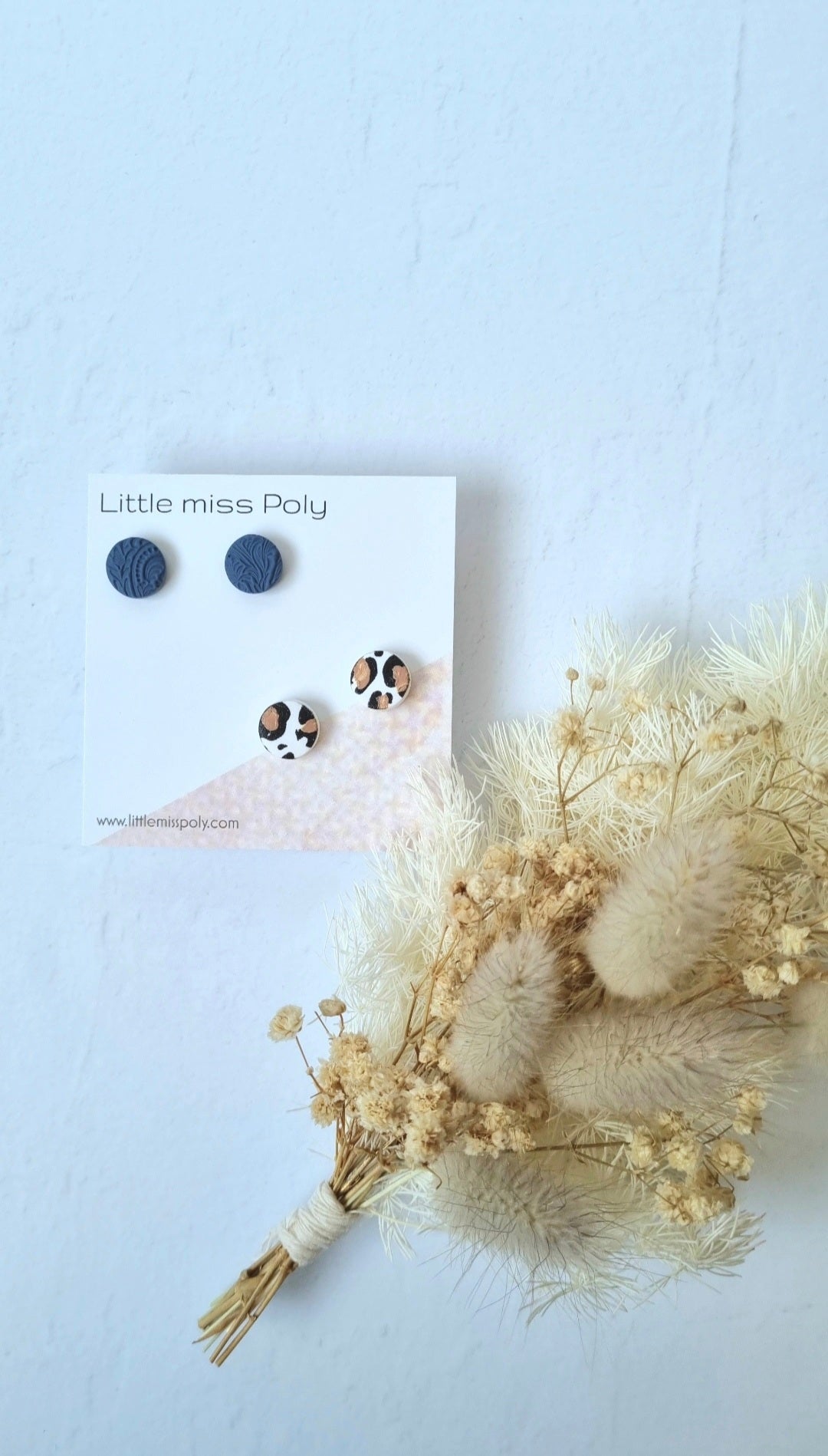 Mini clay stud pack - navy & leopard
