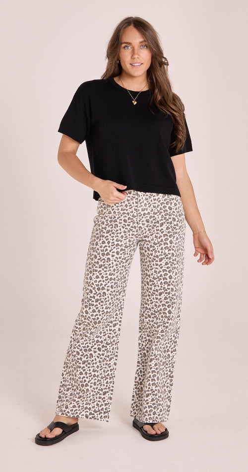 CASSIE WIDE LEG JEAN - LEOPARD