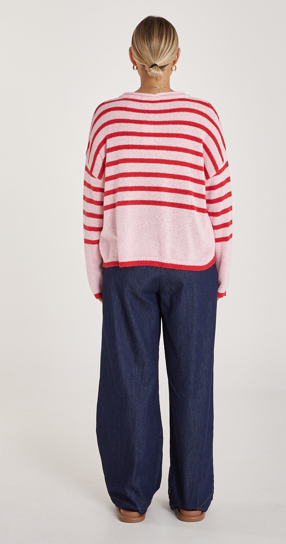 AVERY KNIT - PINK RED STRIPE