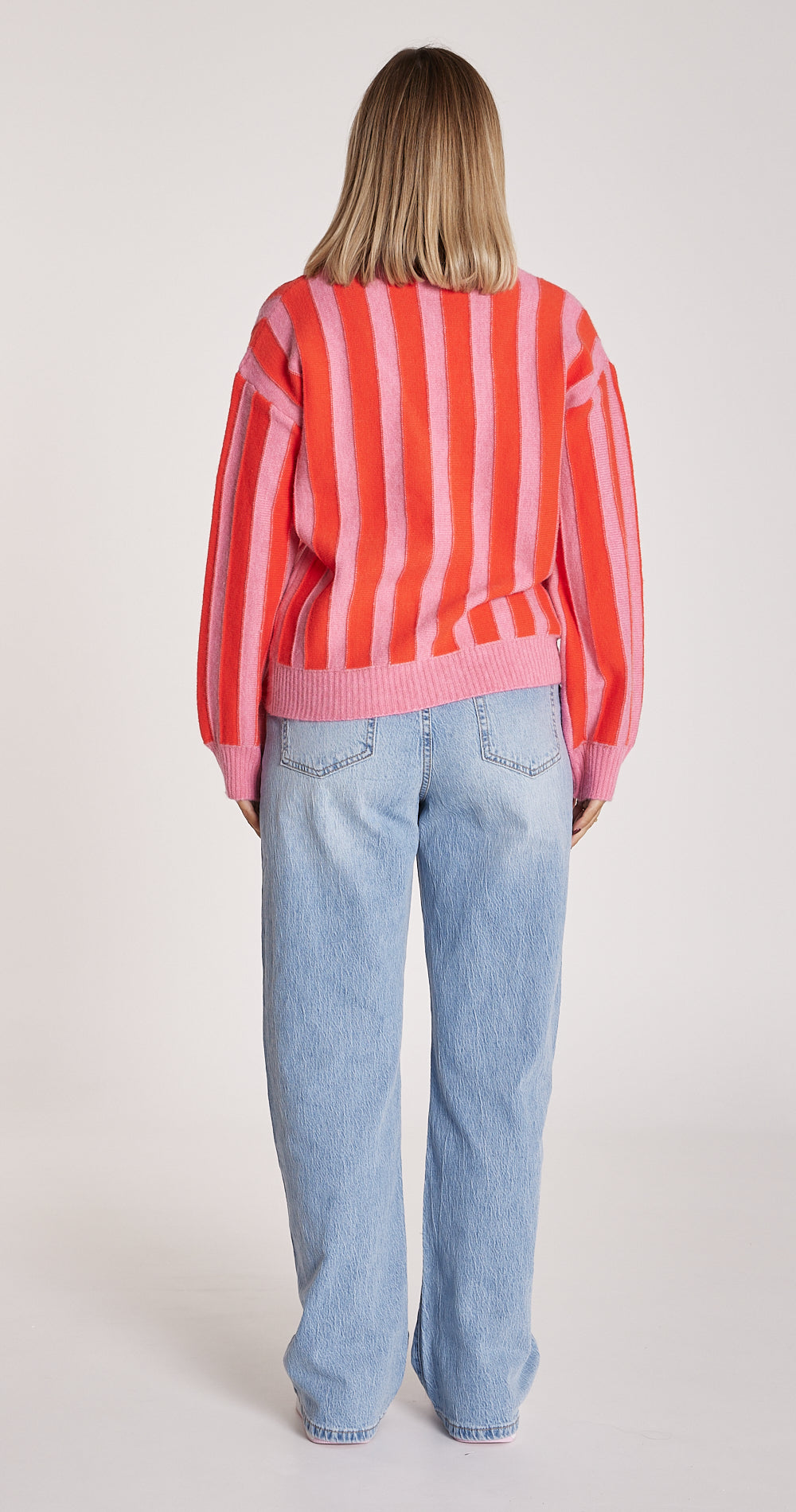 KELSEY CARDI - PINK FLAME STRIPE