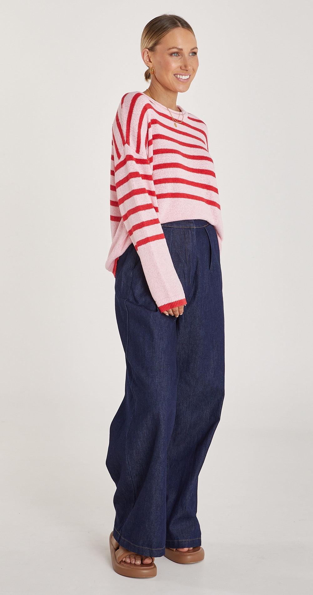 AVERY KNIT - PINK RED STRIPE