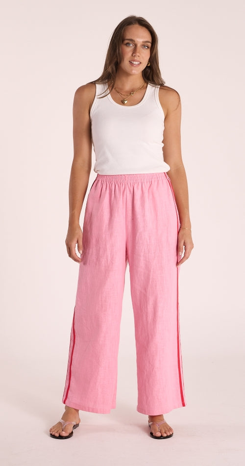 PARKER CROPPED PANT - PINK STRIPE