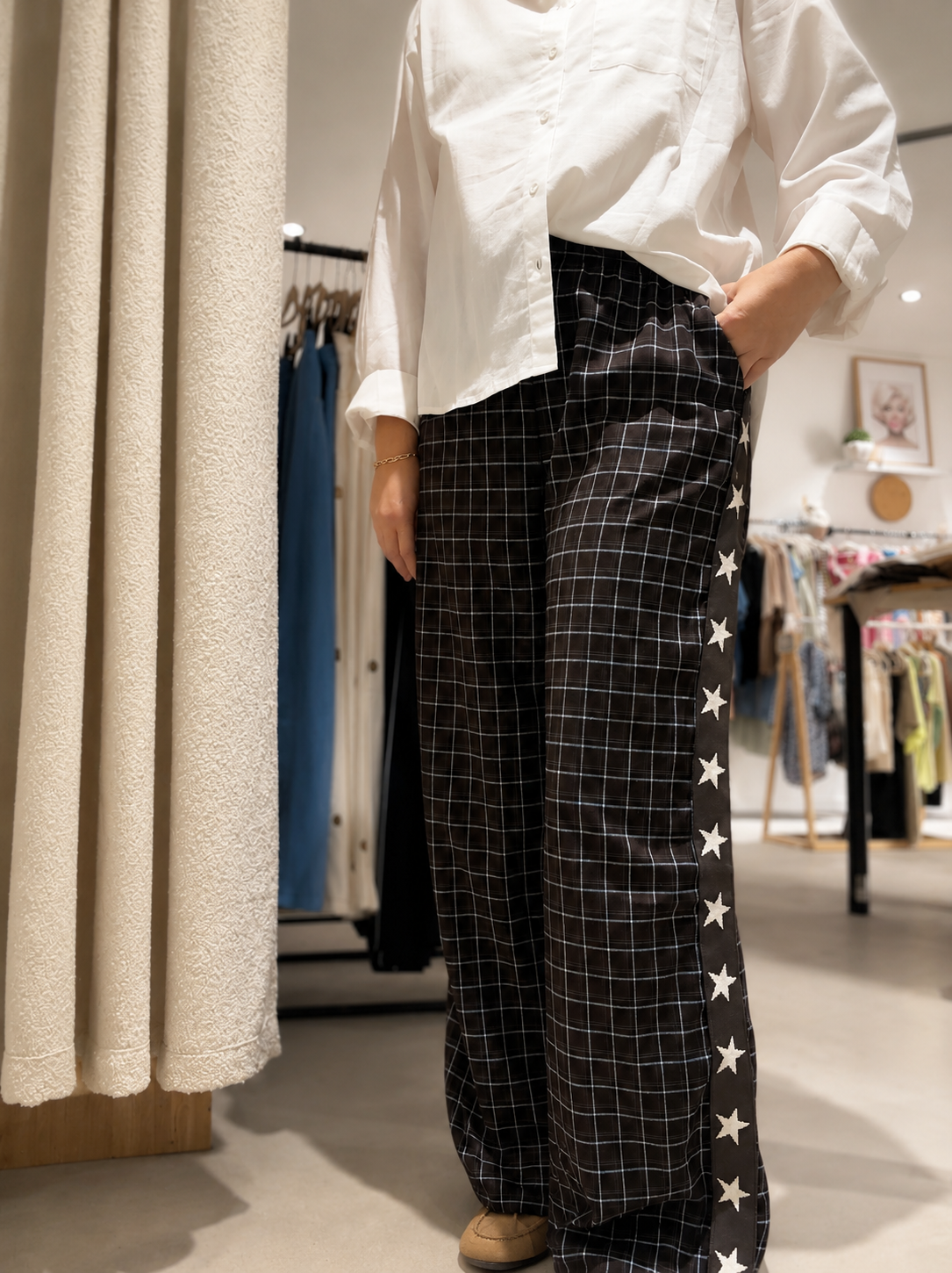 Hattie pants - chocolate blue check