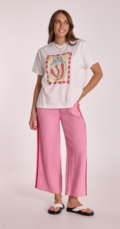 PARKER CROPPED PANT - PINK STRIPE