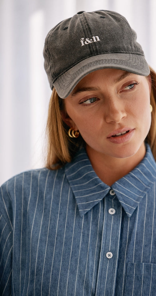 GIGI WASHED DENIM CAP - BLACK