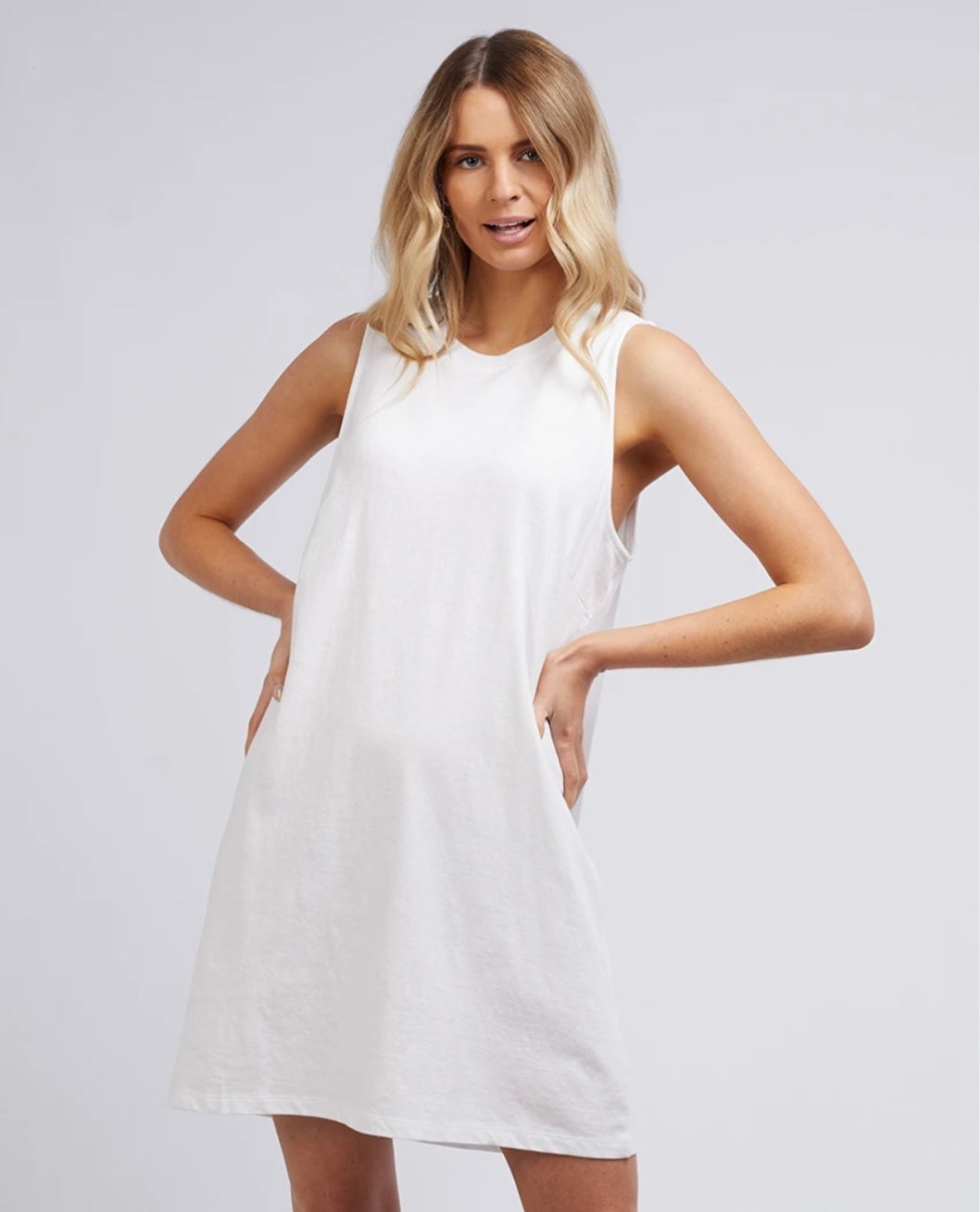 AAE LINEN TANK DRESS- WHITE