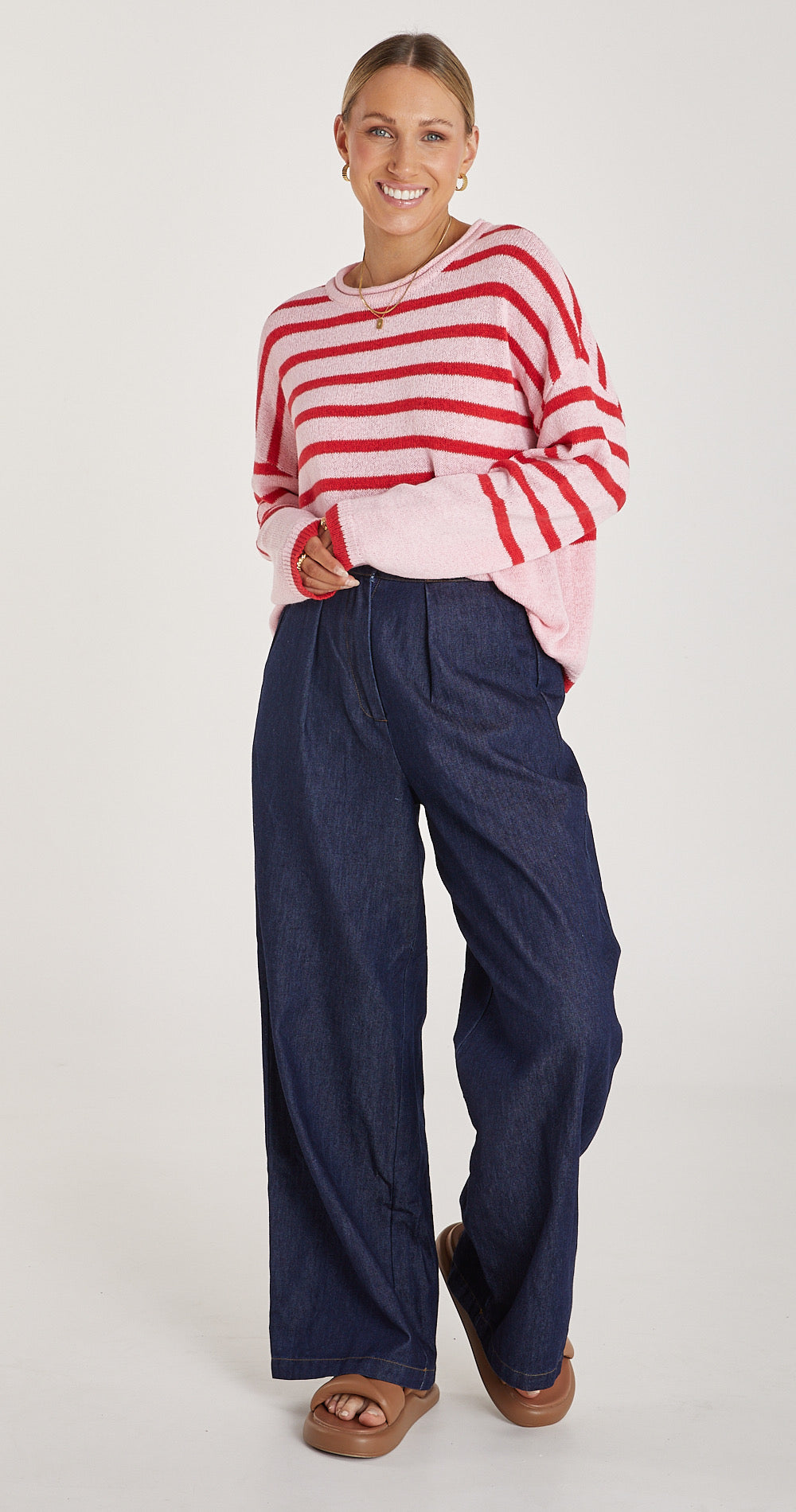 AVERY KNIT - PINK RED STRIPE