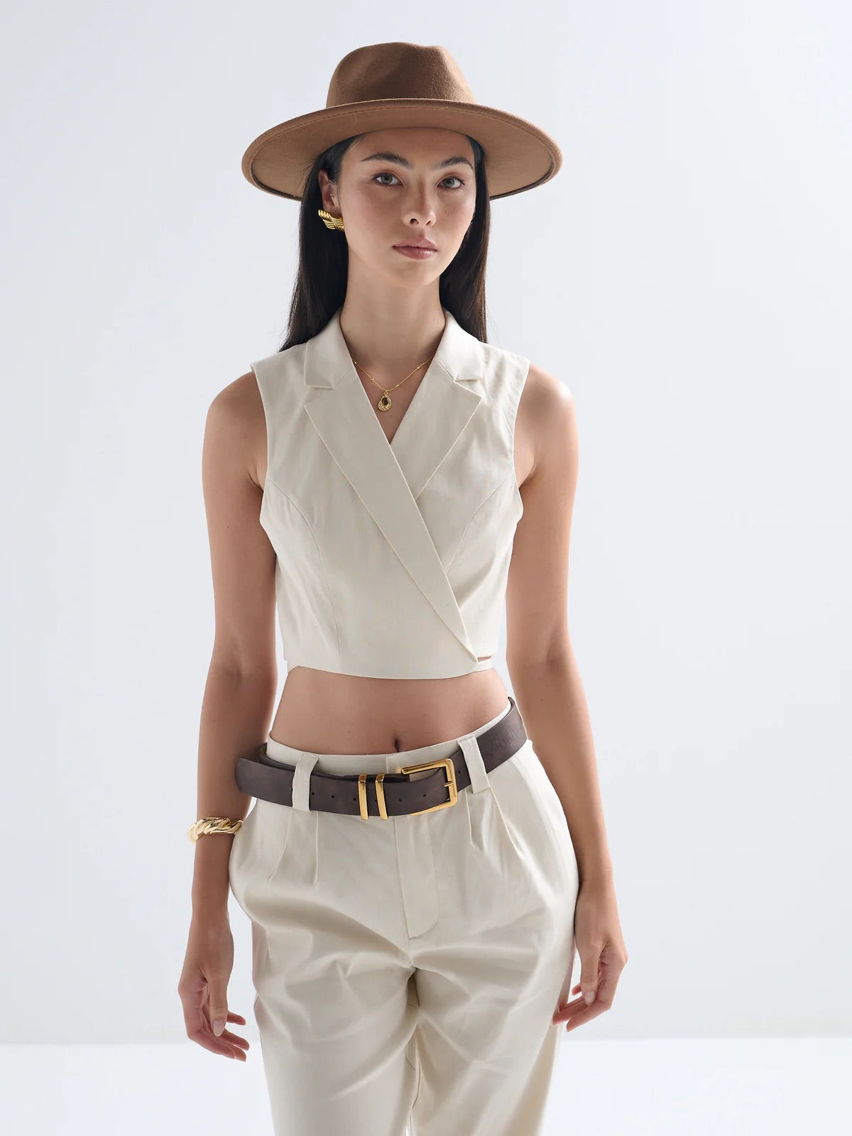 Lia Boho Fedora Felt Hat in Brown