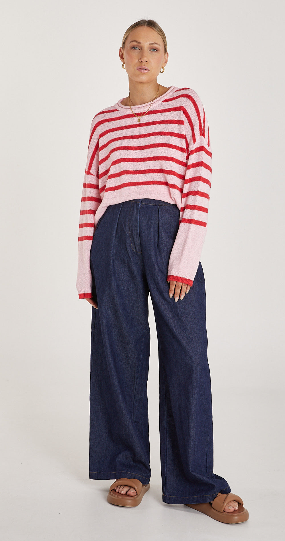 AVERY KNIT - PINK RED STRIPE