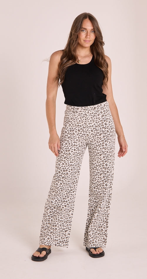 CASSIE WIDE LEG JEAN - LEOPARD
