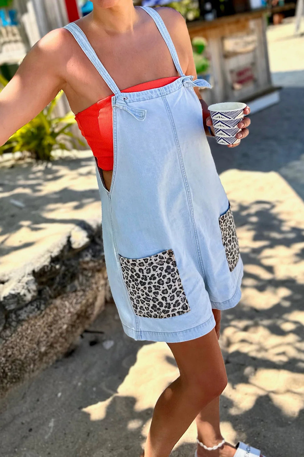 Leopard on Denim Frankie Overalls