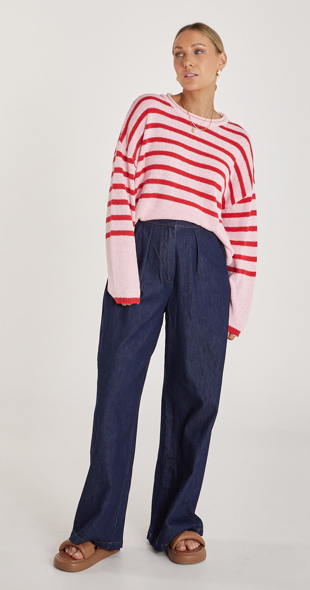 AVERY KNIT - PINK RED STRIPE