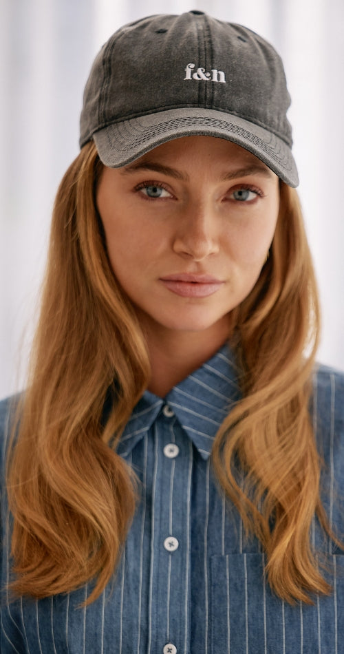GIGI WASHED DENIM CAP - BLACK