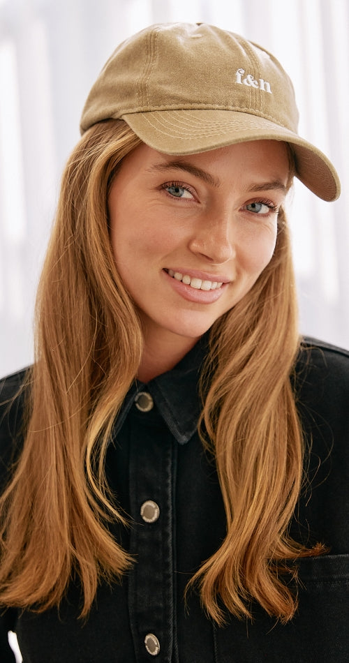 GIGI WASHED DENIM CAP - BEIGE