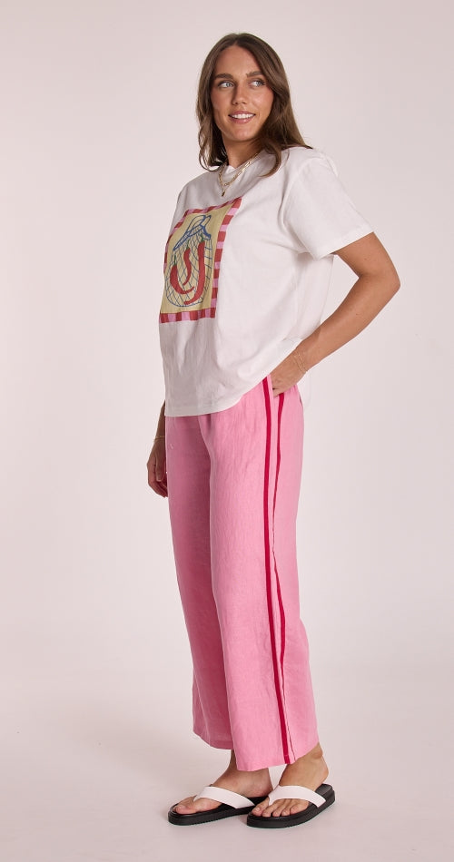 PARKER CROPPED PANT - PINK STRIPE