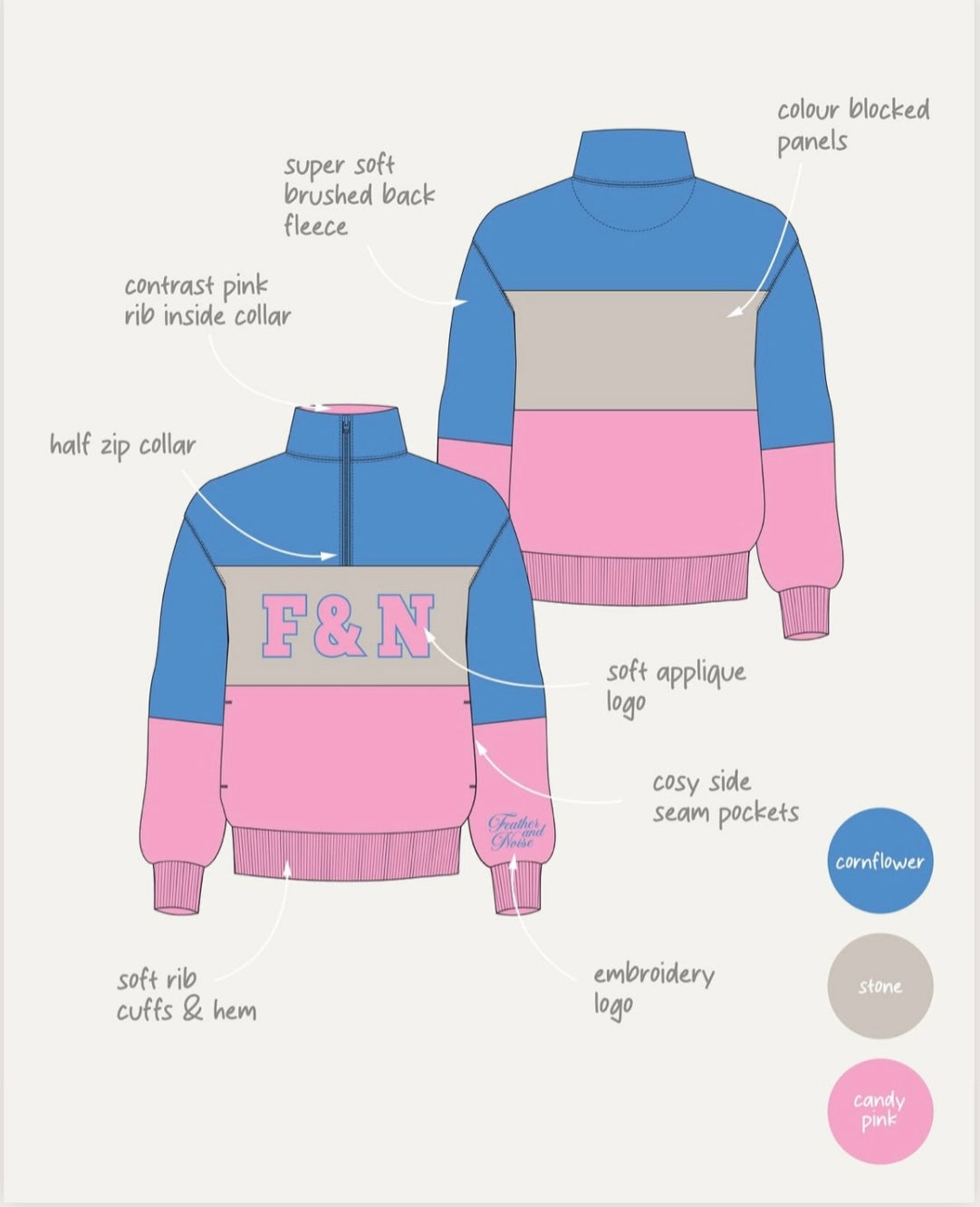 VARSITY LOGO SWEATER - PINK STRIPE