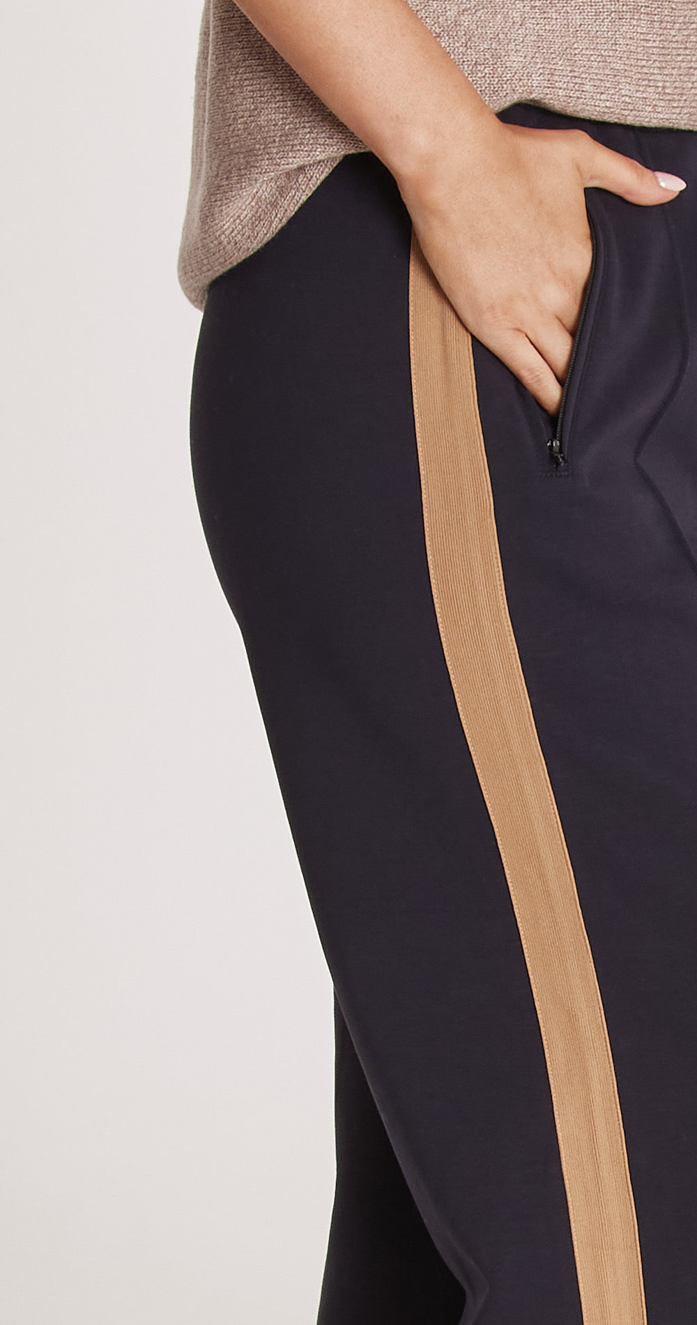 NOAH CROPPED PANT - NAVY CAMEL STRIPE