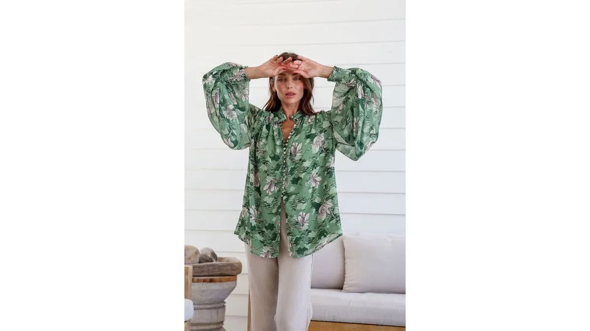 Dream blouse - green floral