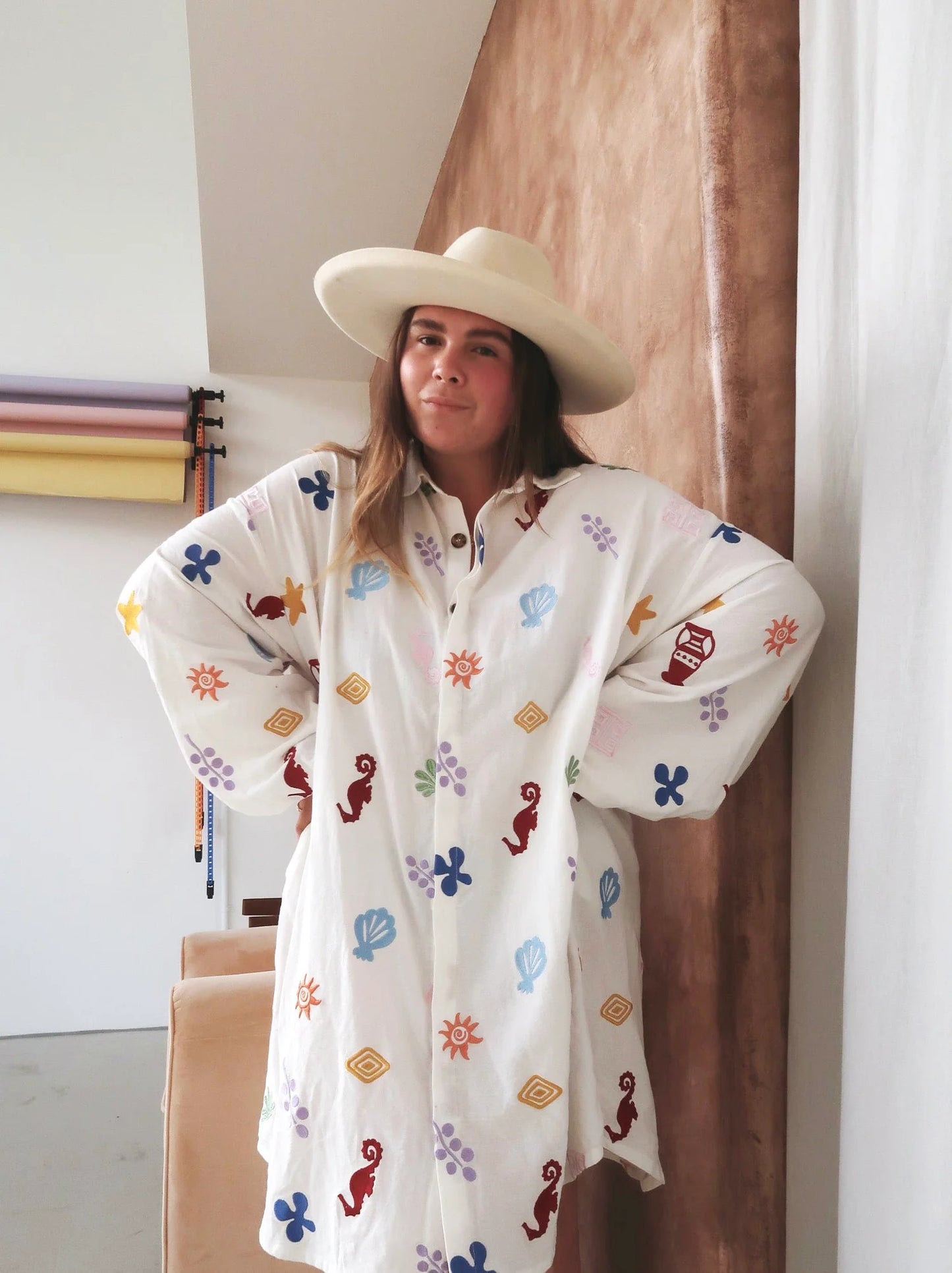 Myer Smock - Embroidered - White