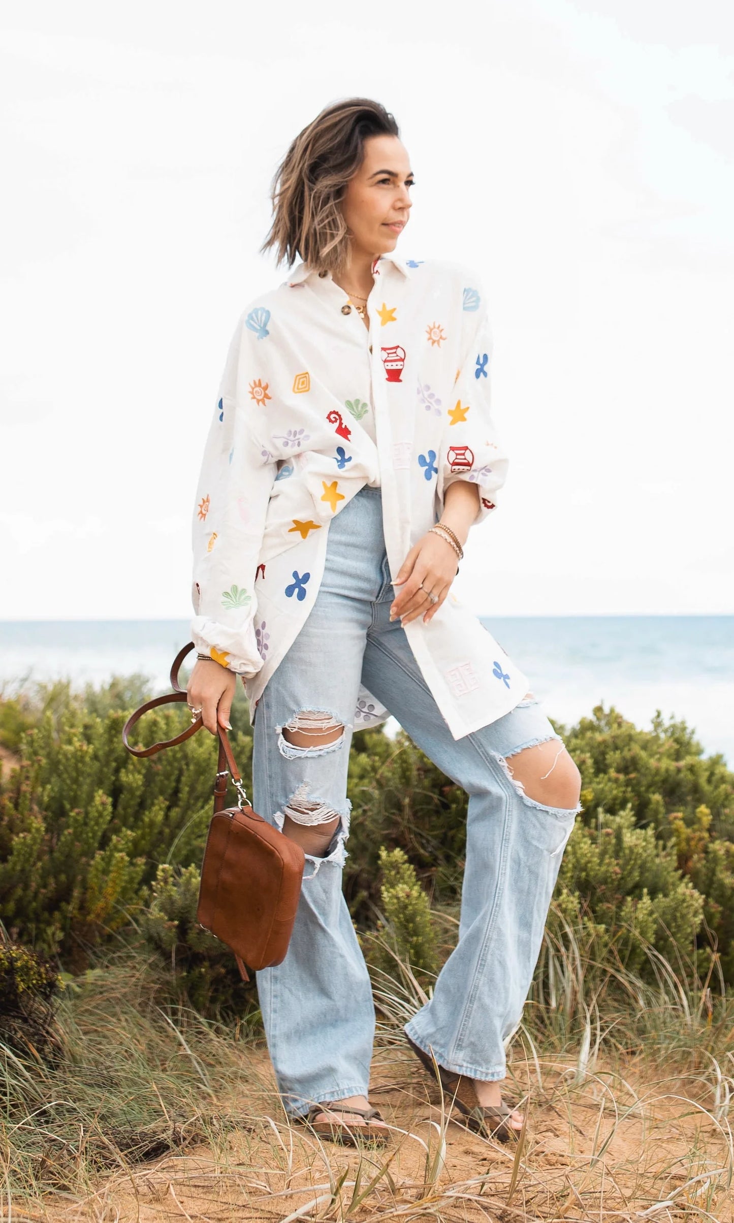 Myer Smock - Embroidered - White