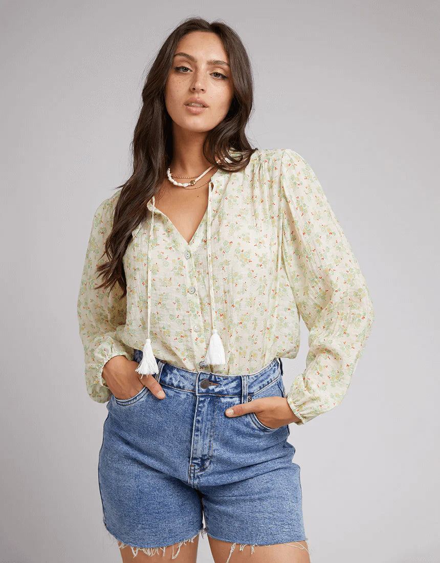 MAYA FLORAL SHIRT VINTAGE WHITE