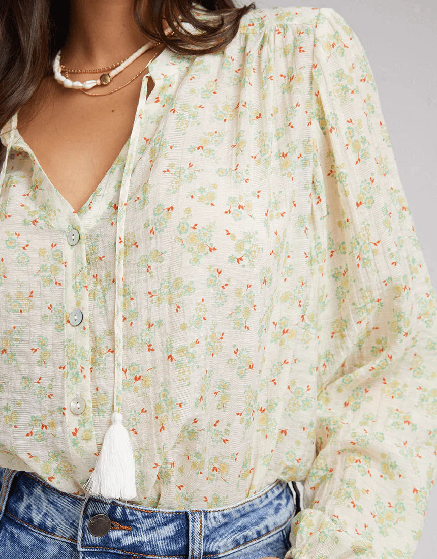 MAYA FLORAL SHIRT VINTAGE WHITE