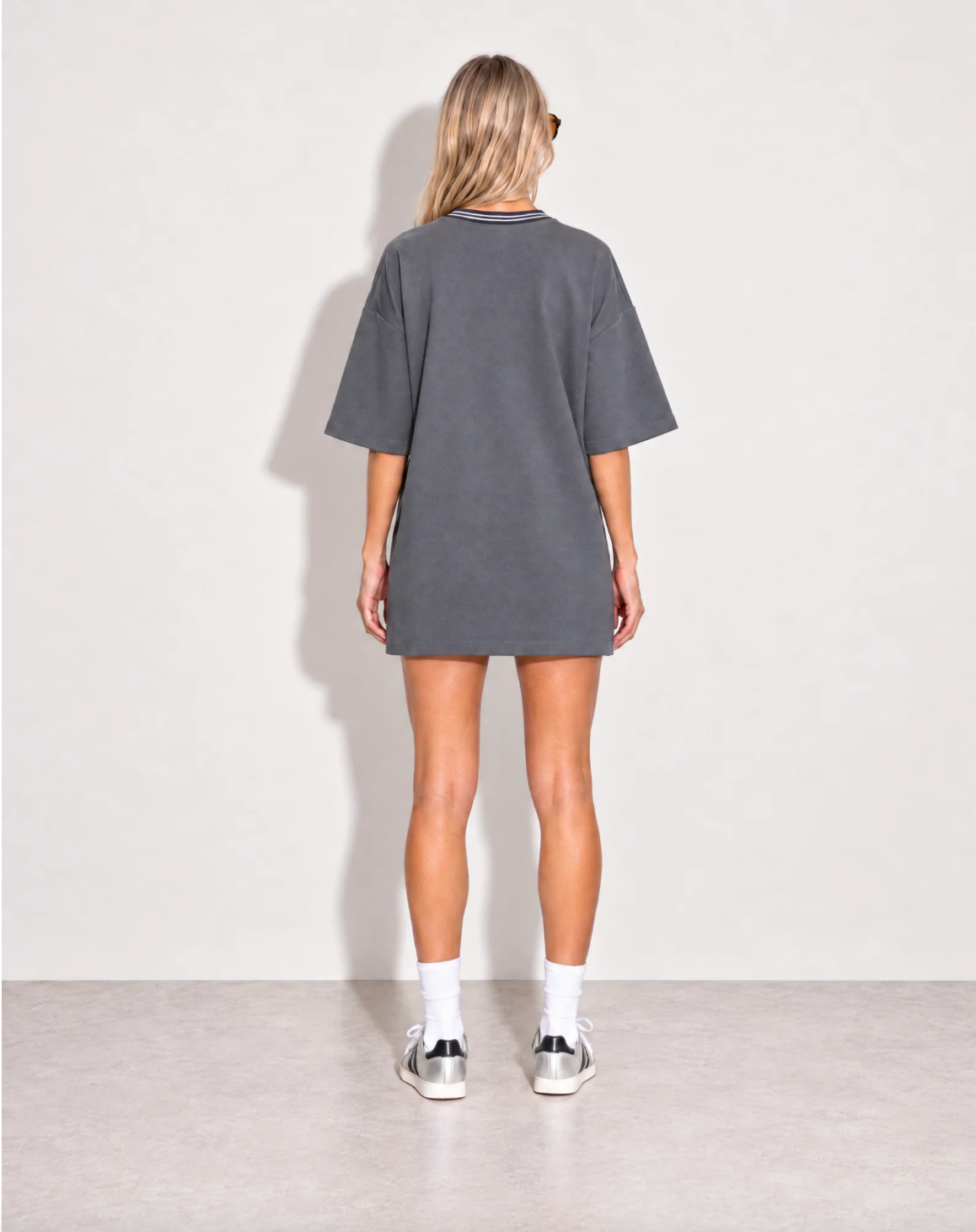 Alix V Neck Tee Dress - Dark Grey
