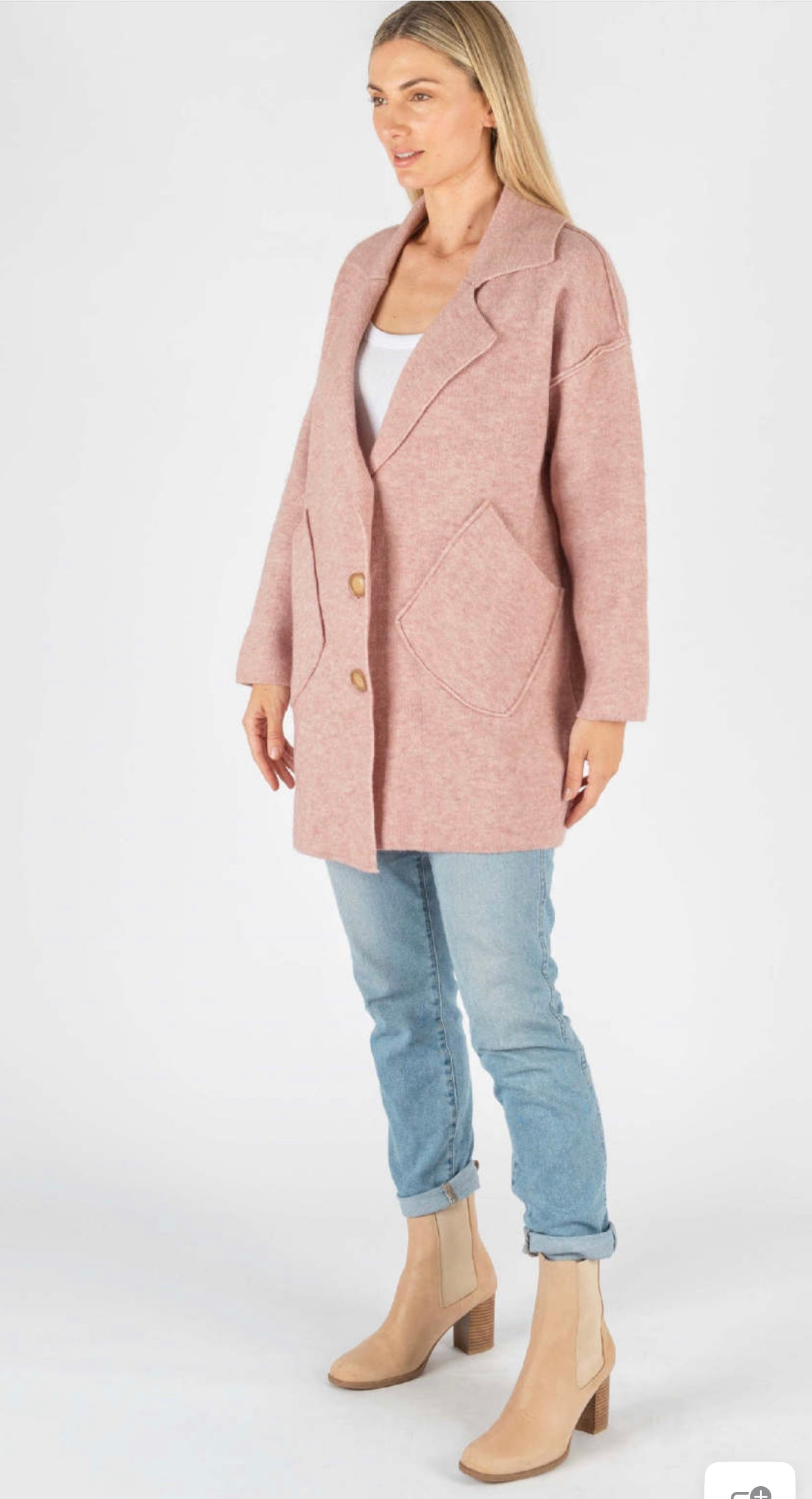 Ash Coatigan is dusty pink