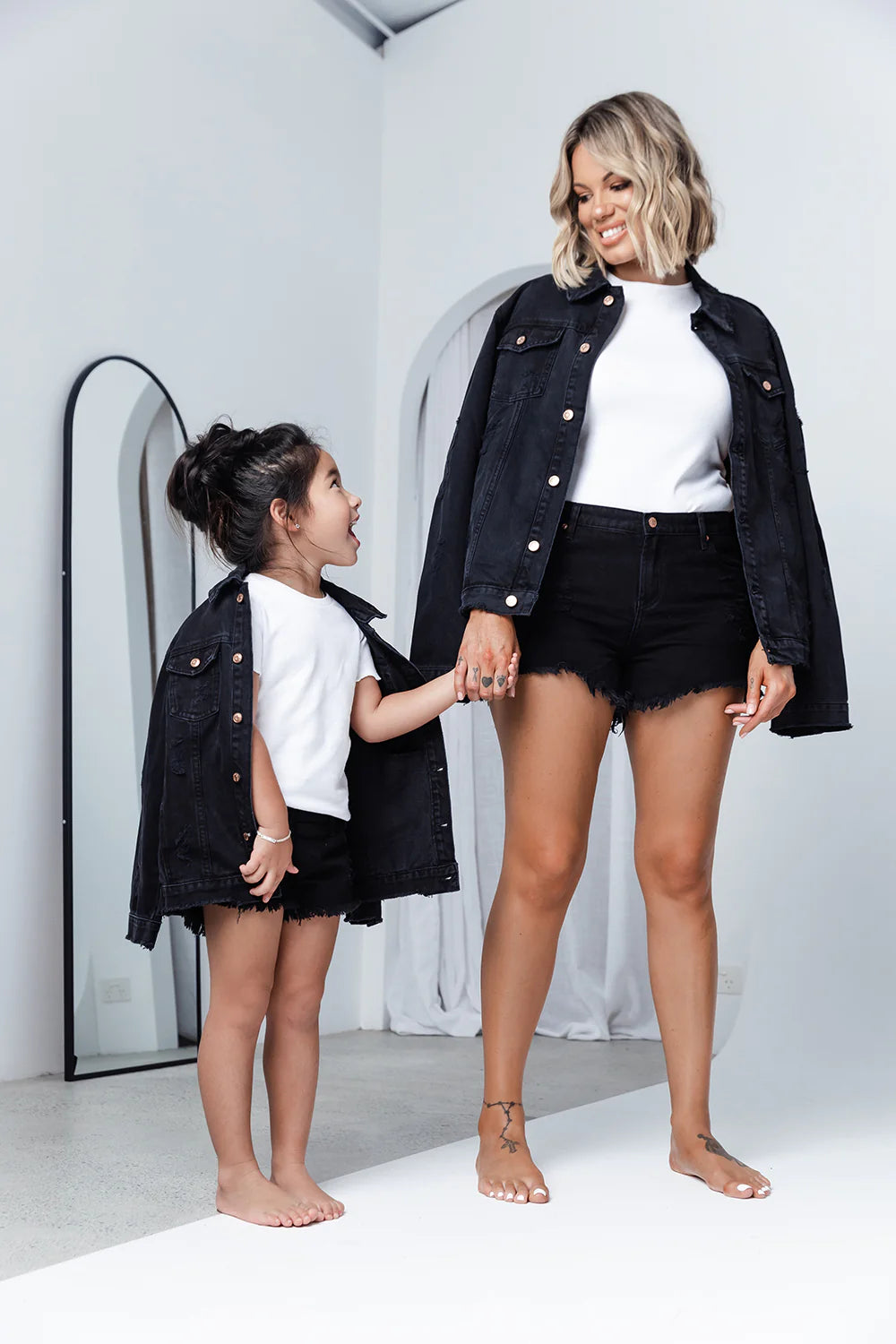 BLACK DISTRESSED DENIM JACKET - ADULTS