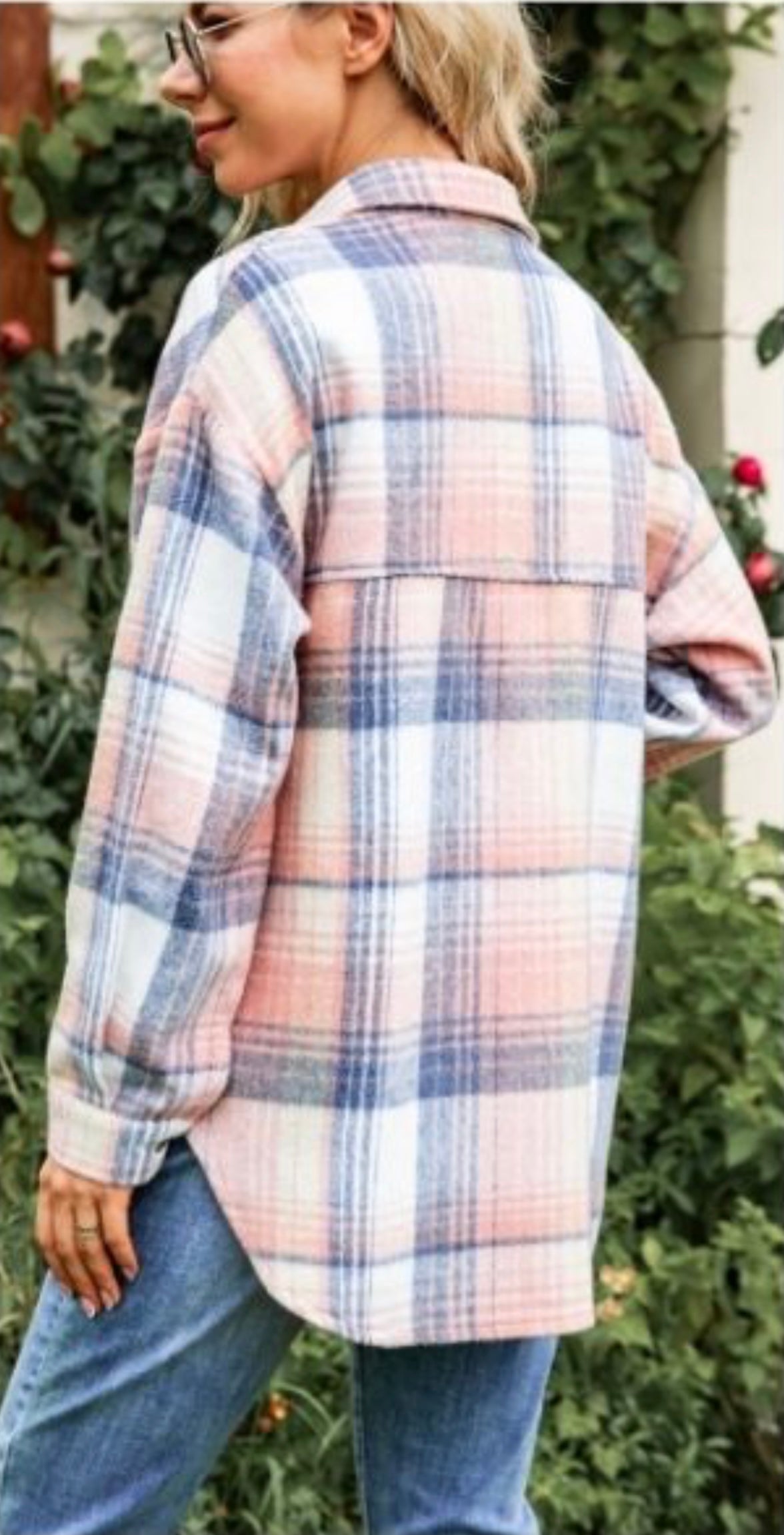 Jamie Check Shacket - pink