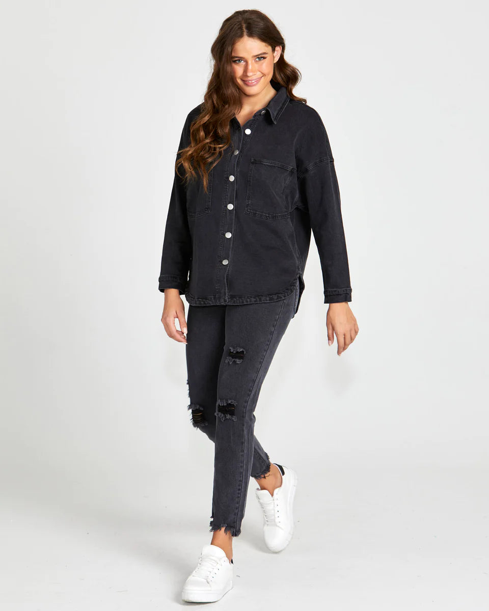 Macy Denim Shacket - 82 Wash