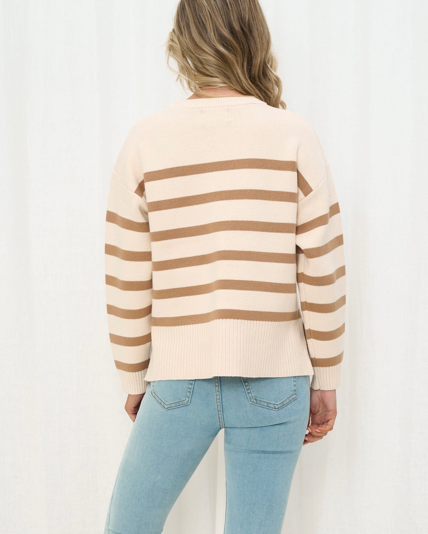 KIRBY STRIPE SWEATER - CARAMEL