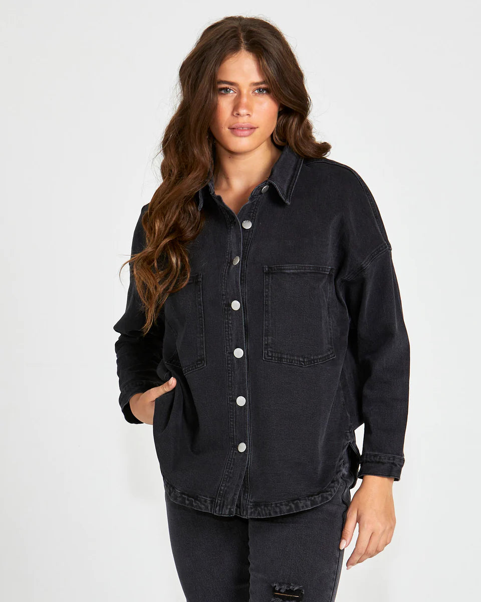 Macy Denim Shacket - 82 Wash
