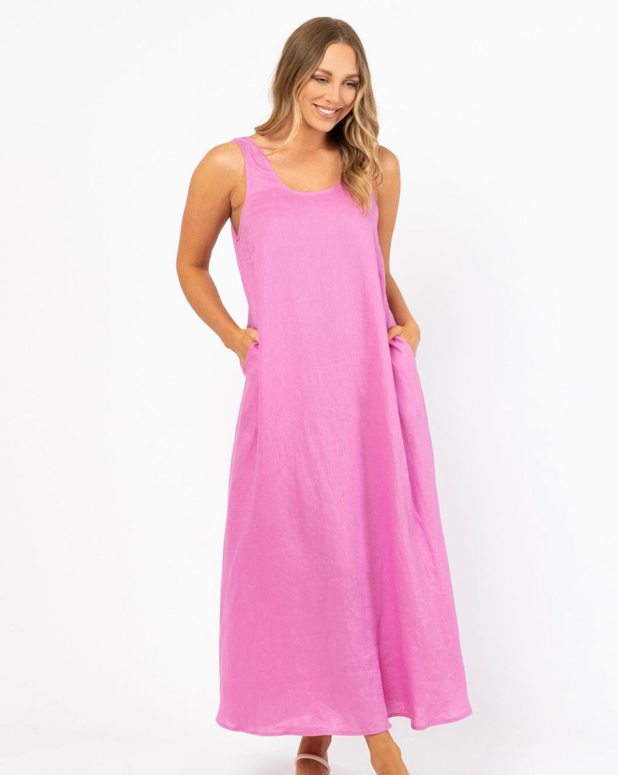 Mia Pink Linen Dress