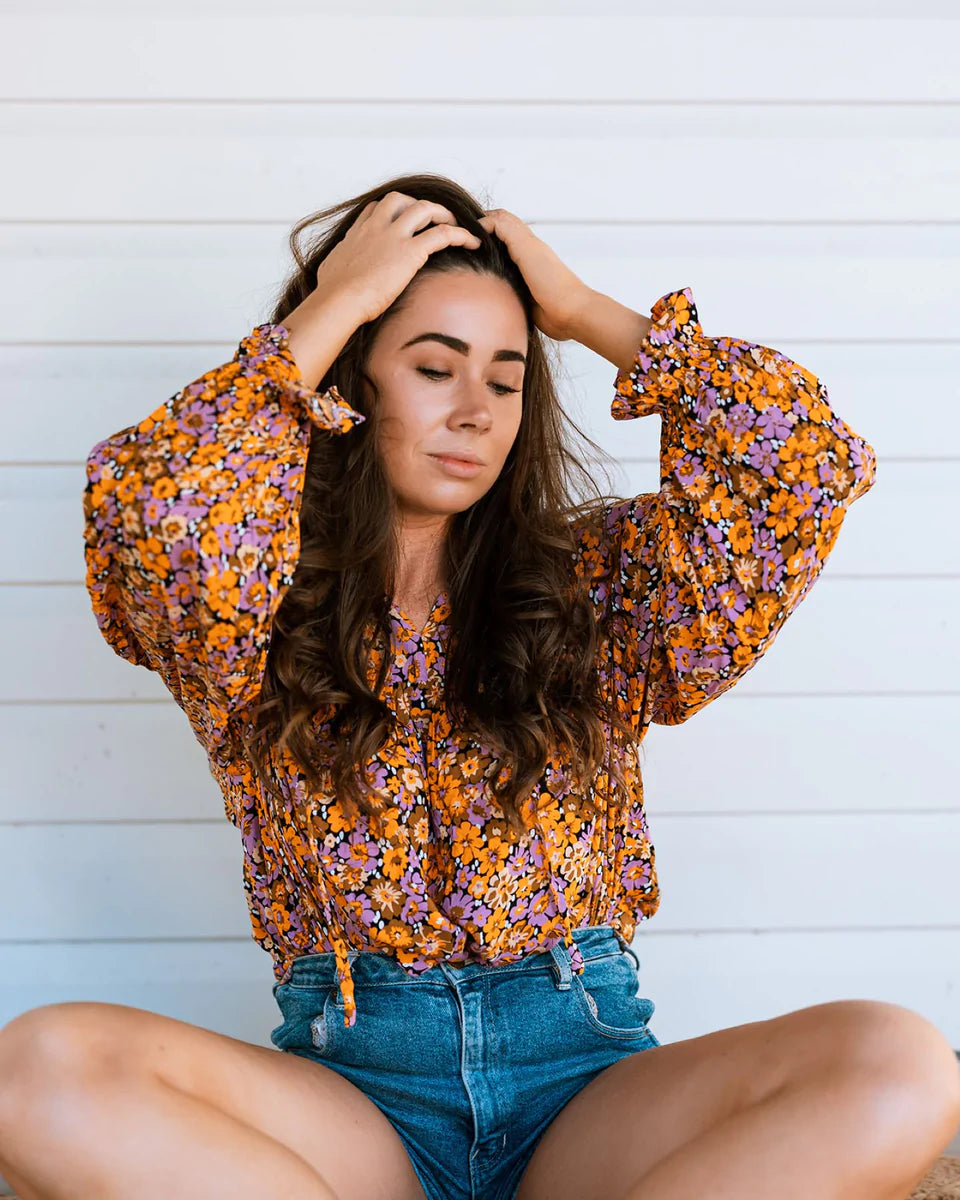 Carmen Top - Toffee Floral