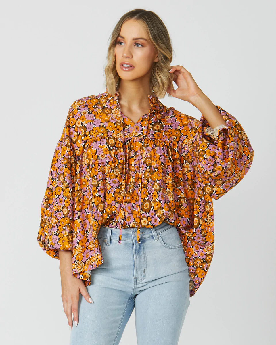 Carmen Top - Toffee Floral
