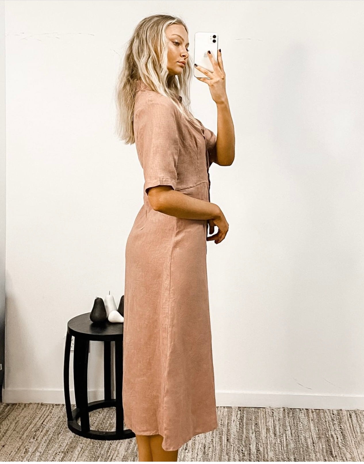 Dolly linen dress- Latte