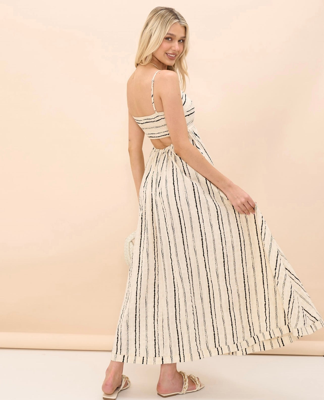 Eden Maxi- Black & beige stripe