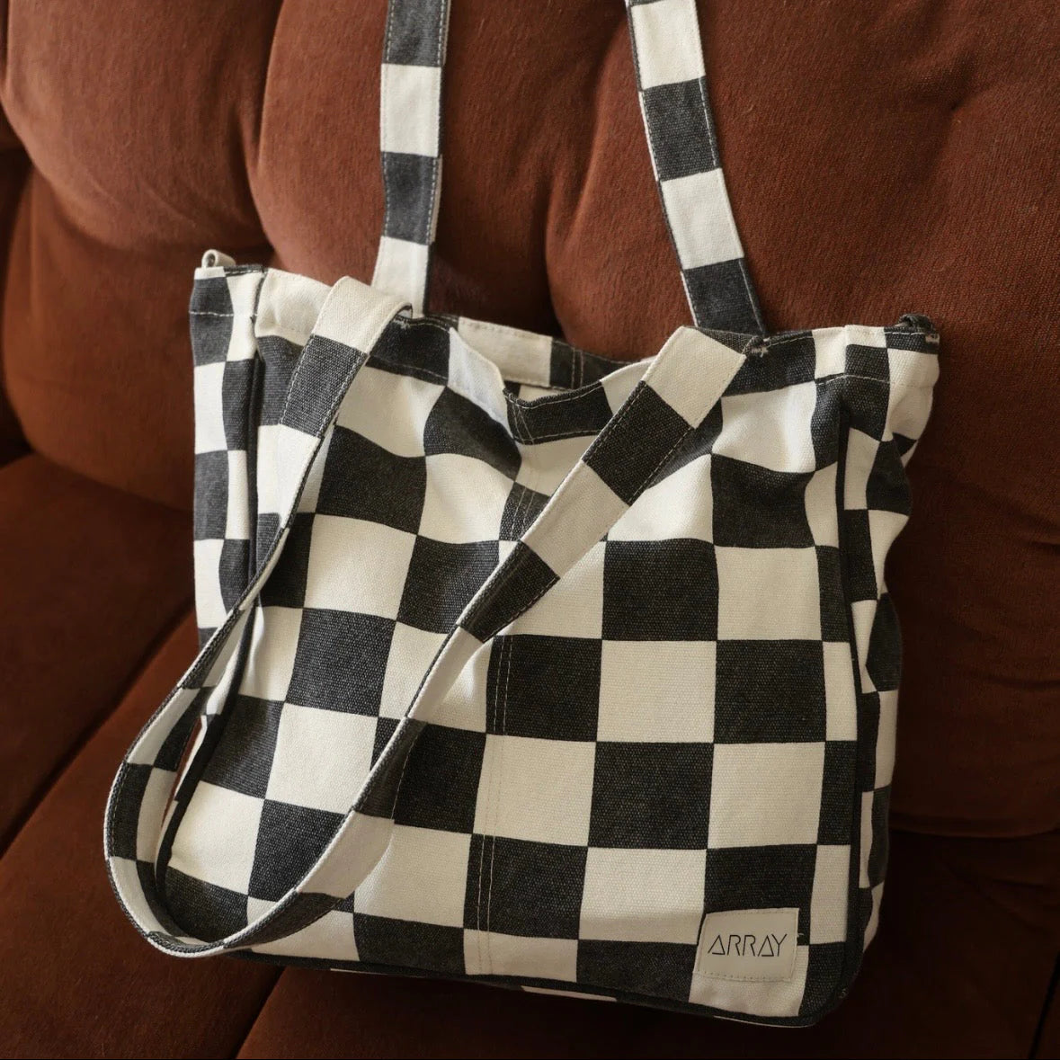 Midi Pocket Tote - Black Check