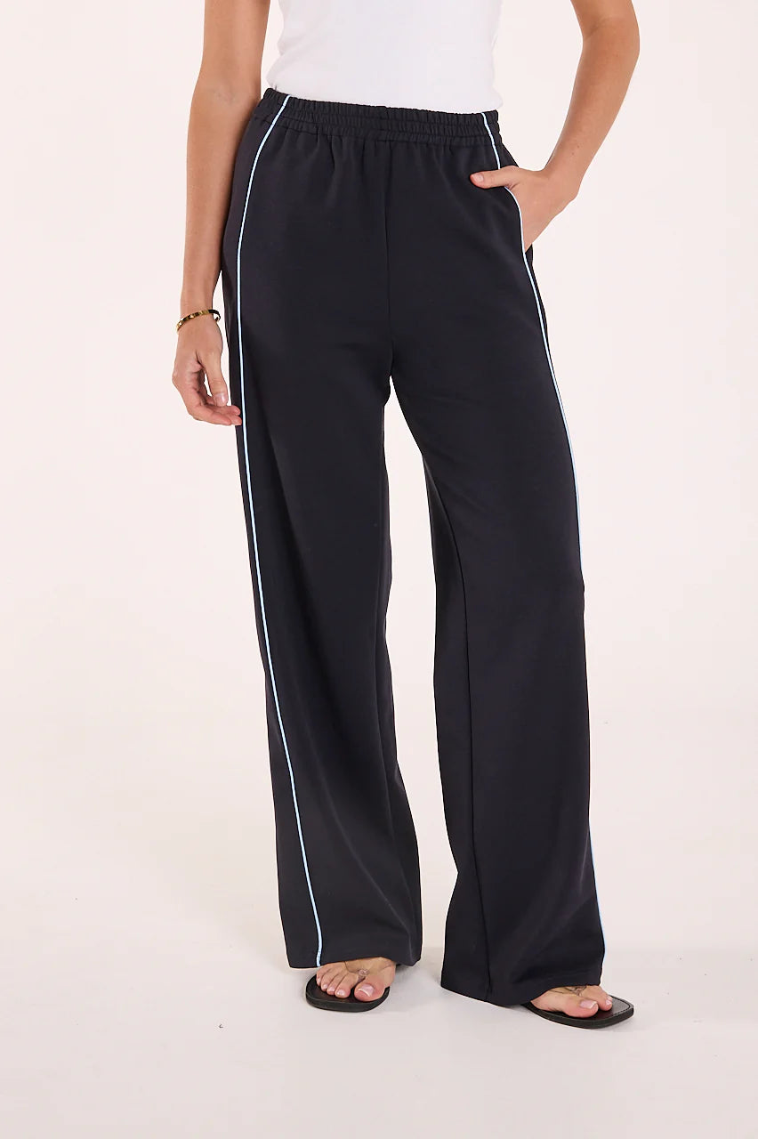 Noah Wide Pant -Navy Powder Blue Piping