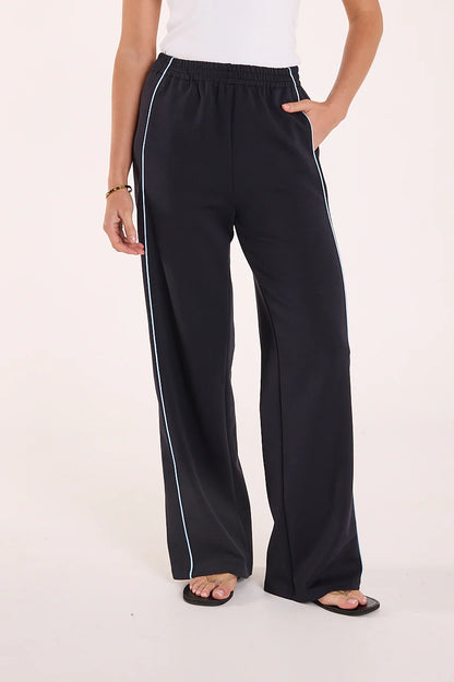 Noah Wide Pant -Navy Powder Blue Piping