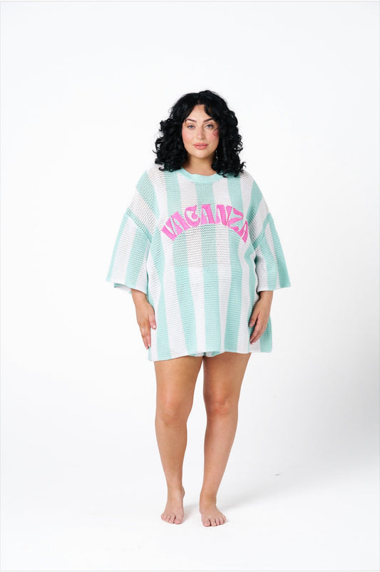 Vacanza Mint + White Stripe Knit Tee