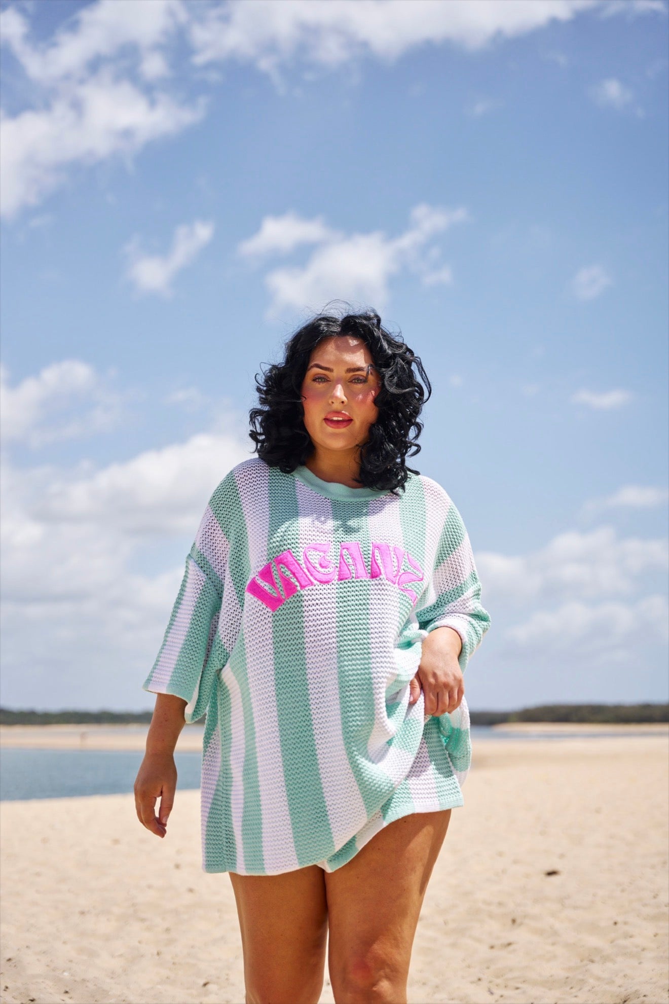 Vacanza Mint + White Stripe Knit Tee