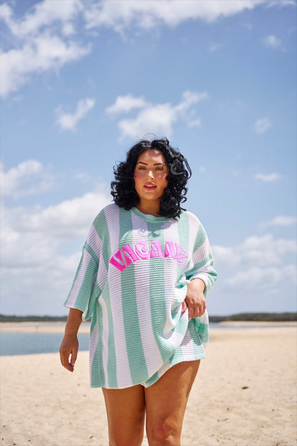 Vacanza Mint + White Stripe Knit Tee