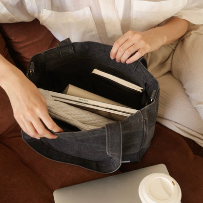 Midi Pocket Tote - WASHED BLACK