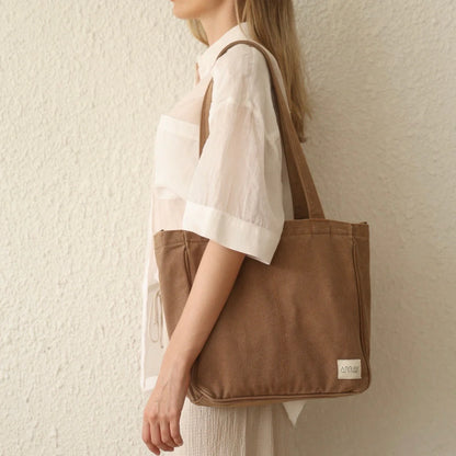 Midi Pocket Tote - Mocha
